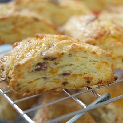 Bacon Cheddar Scone With Hot Honey Glaze