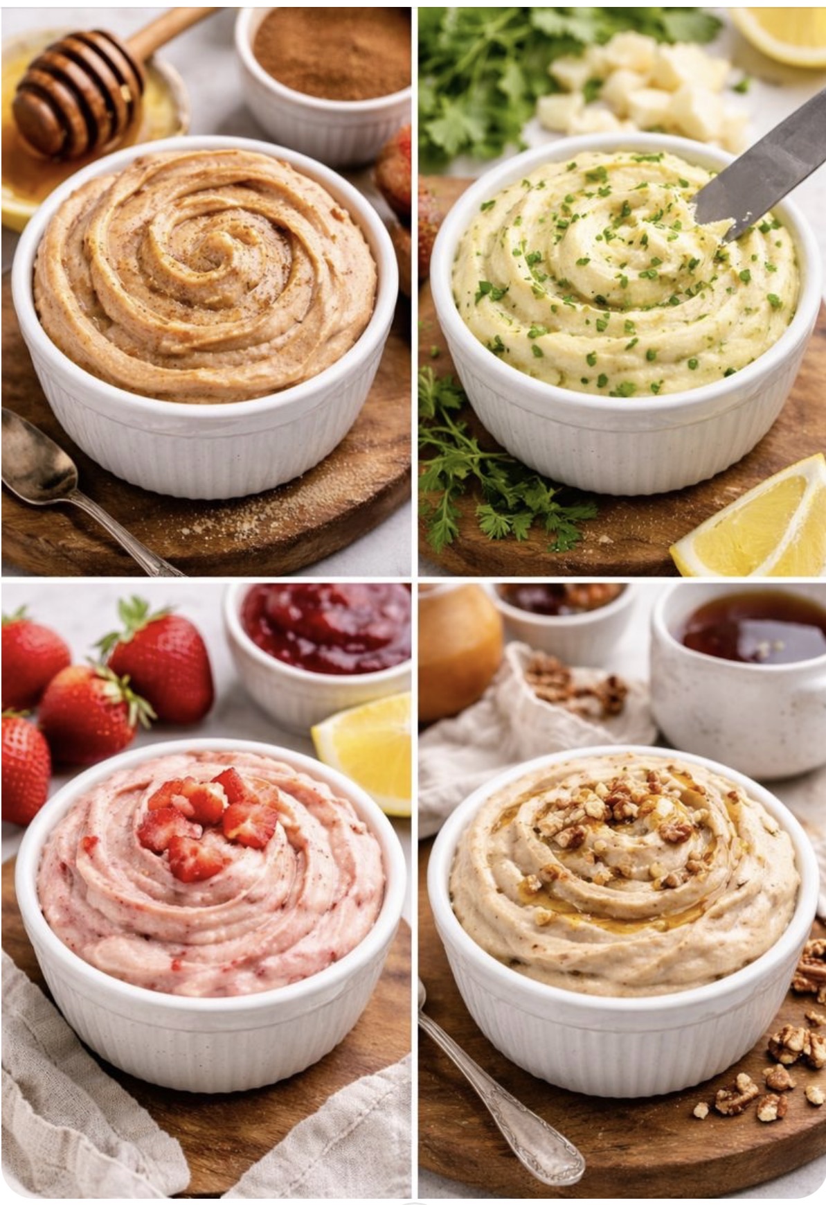 Flavored Whipped Butter ( Garlic , Honey , Herbs and Parmesan , Cinnamon)4oz