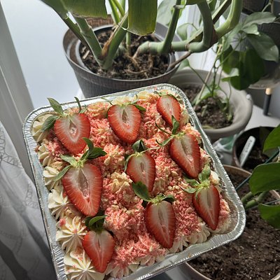 Strawberry Crunch Tres Leches 8x8