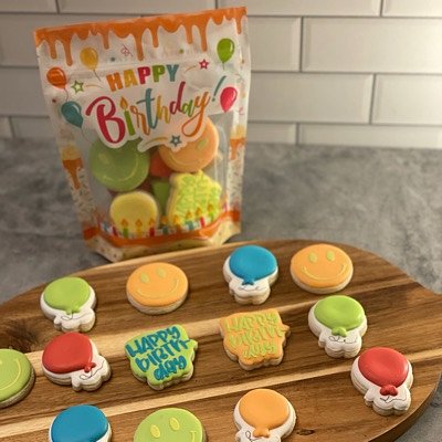 Birthday Theme Mini Sugar Cookies (One Dozen Minis)