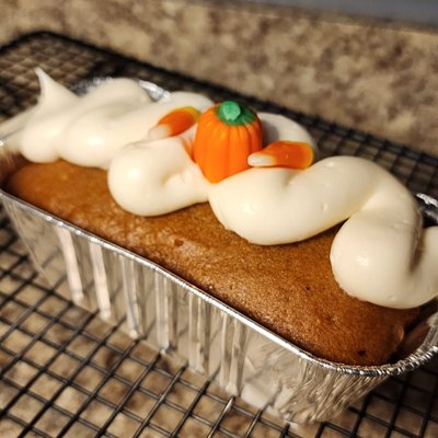 Pumpkin Bread Mini Loaf W/ Cream Cheese Frosting 