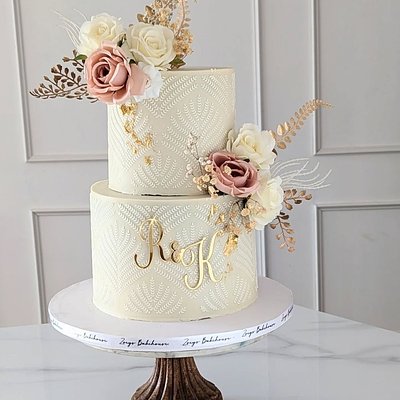 Two Tier White Wedding Cake