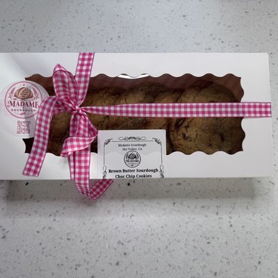 6 Brown Butter Sourdough Choc Chip Cookies