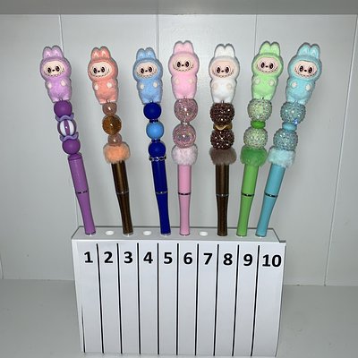 Fuzzy Monster With Tail Beaded Pens --- To Order Please Note The Number That Corresponds To The Pen(s) You Would Like To Purchase 