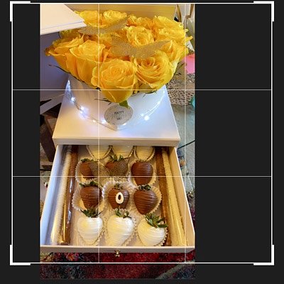 Heart Box , Strawberries & Real Roses