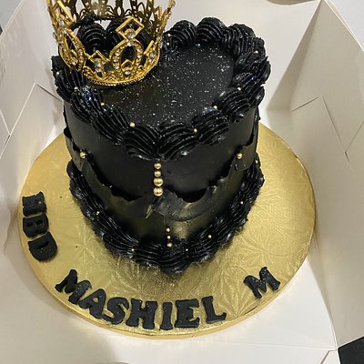 Black Glitter Heart Cake  6 Inche