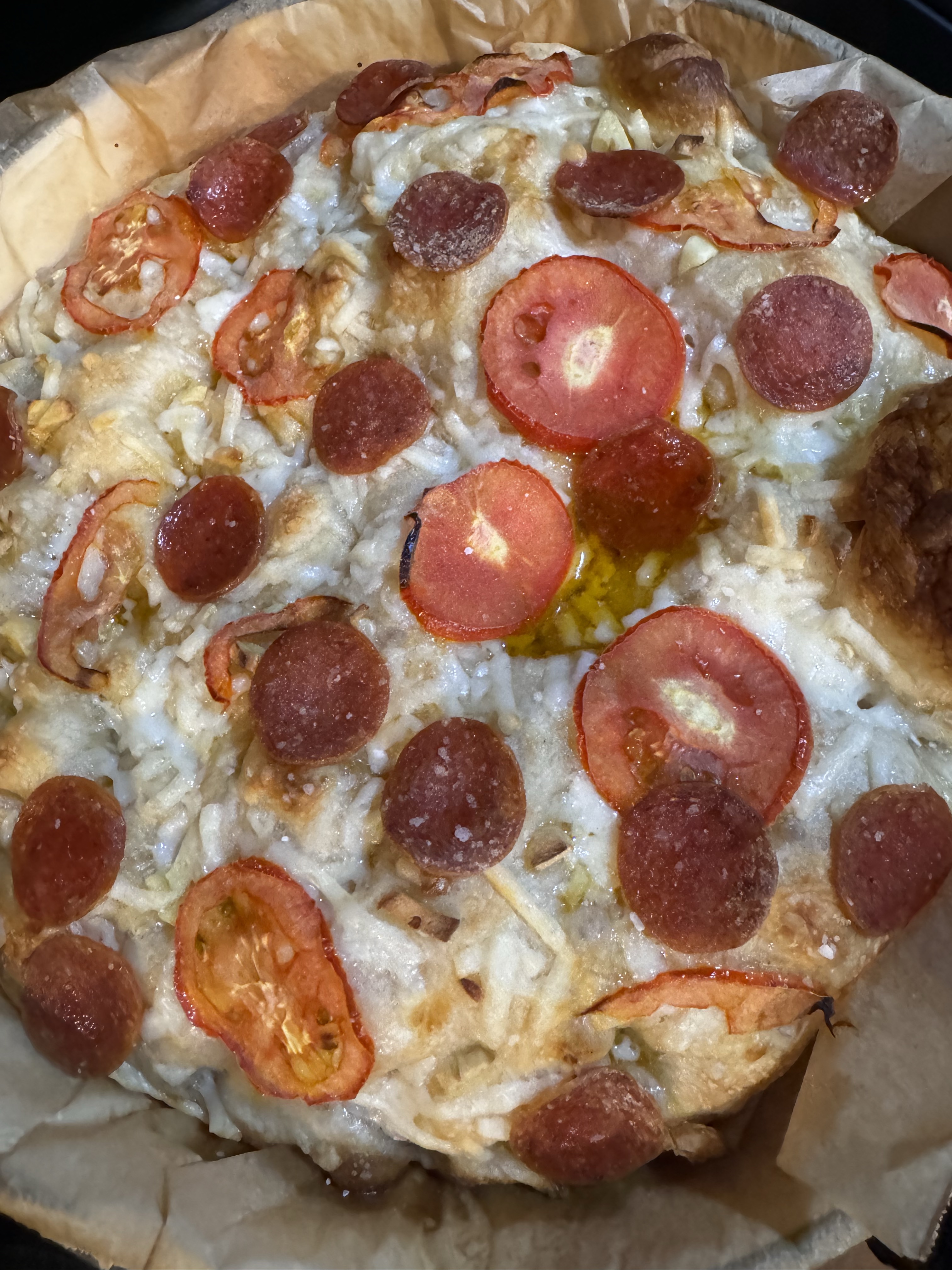 12inch Pepperoni, Tomato, Garlic & Mozzarella Focaccia 