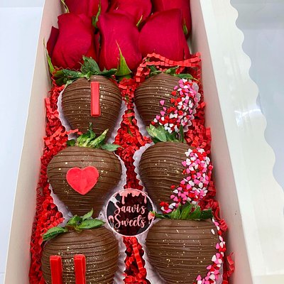 6 Strawberries & 6 Roses 