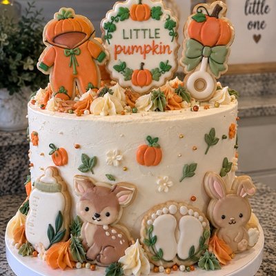 Little Pumpkin Celebration Cake With Cookies