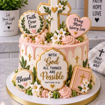 He Has Risen Christian Celebration Cake With Cookies