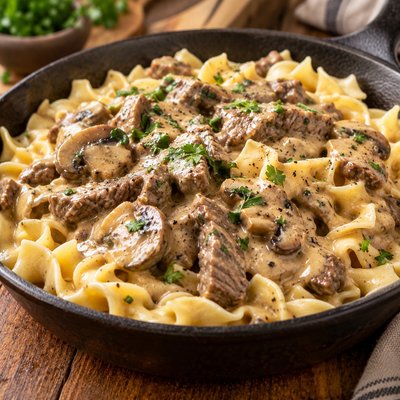 Creamy Beef Stroganoff