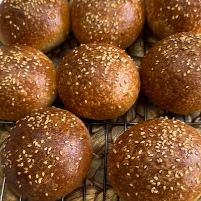 Sourdough Sesame Burger Buns 