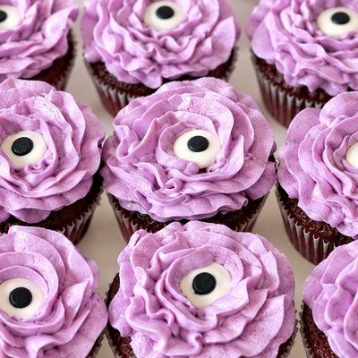 Halloween Floral Eye Cupcakes