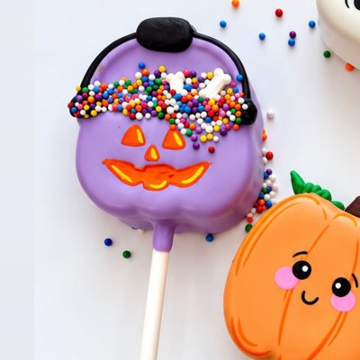 Purple Pumpkin Basket- Birthday Cake  