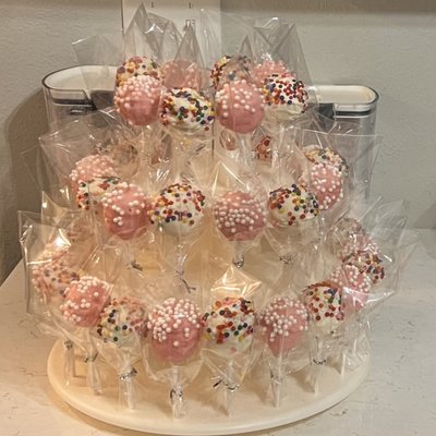Pink And White Vanilla Cake Pops 