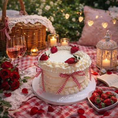 6” Heart Vintage  Cake (12+ Servings )