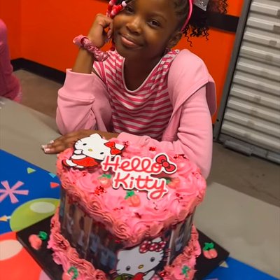 6" Heart cake W/ Images around 