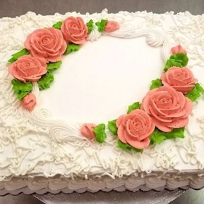 1/4 Sheet Lace and Roses Sheet Cake