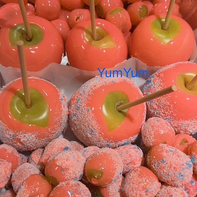 Candied Apples (6) With Toppings