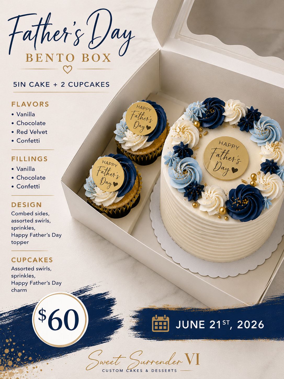 Father's Day Bento Box /2 Cupcakes 