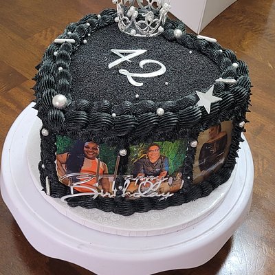 "Black"8 Inch ❤️ with Photos & Mini Crown