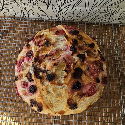 Mini White Chocolate Raspberry Sourdough Boule Loaf