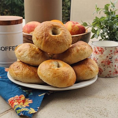 Plain Sourdough Bagels - Half Dozen