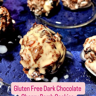 Gluten Free Dark Chocolate Cherry Bombs with Almond Glaze