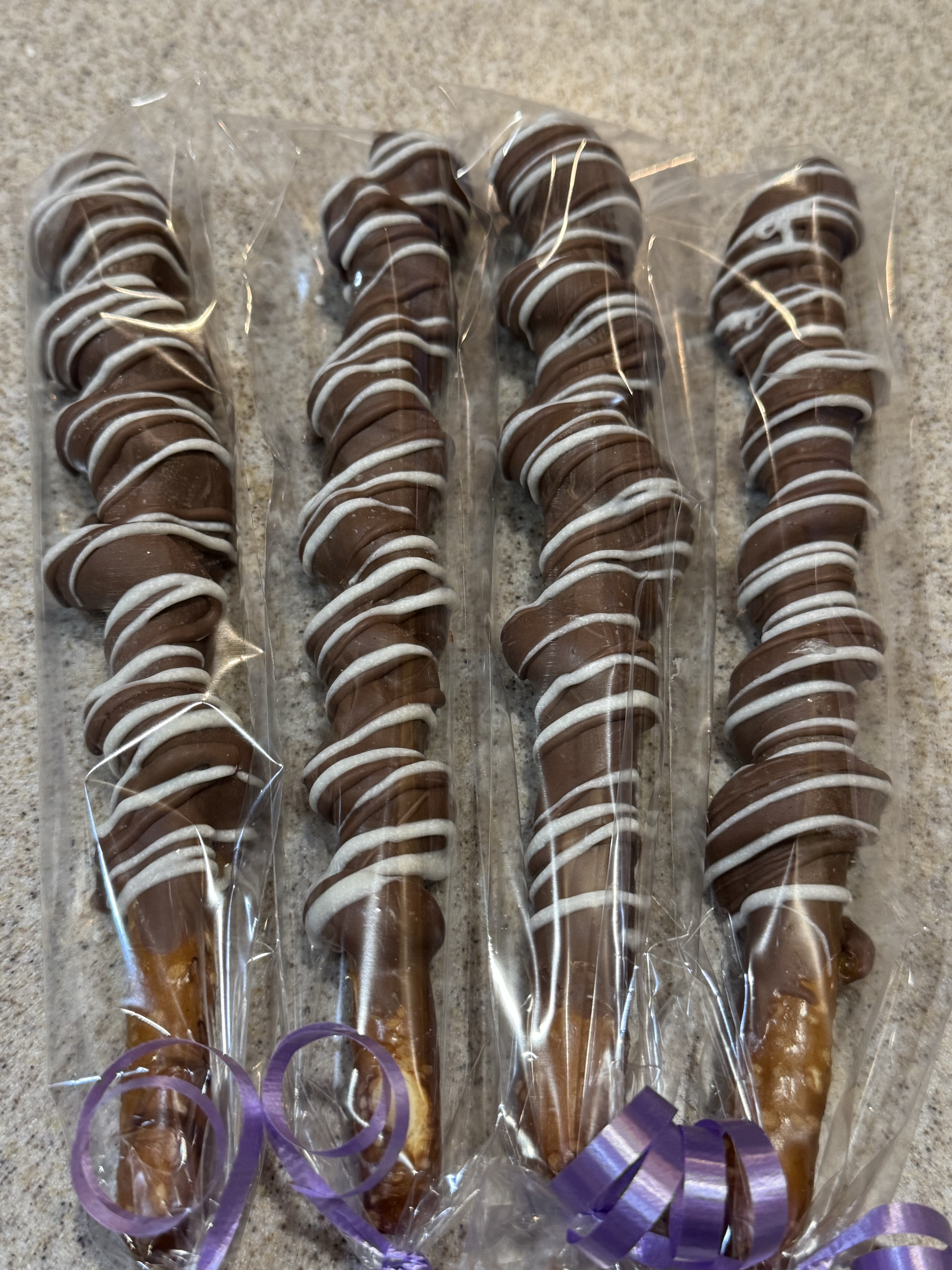 1 Dozen Caramel Wrapped Pretzel Rods