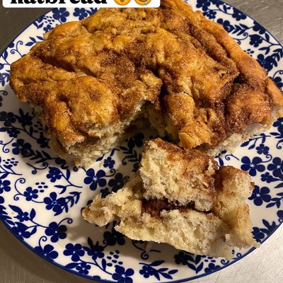 Sourdough Cinnamon Roll Flatbread With Streusel Topping 