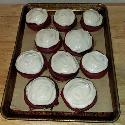 Red Velvet Sourdough Cinnamon Rolls w/ Cream Cheese Frosting - 1 Dozen