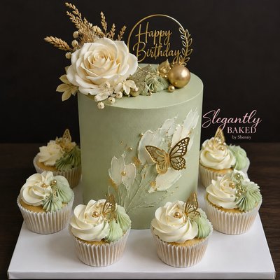 8” 3-Layer Cake + 12 Cupcakes