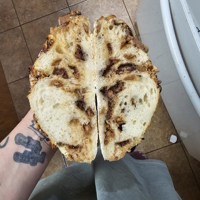 Peanut Butter Chocolate Chip Sourdough Boule Loaf