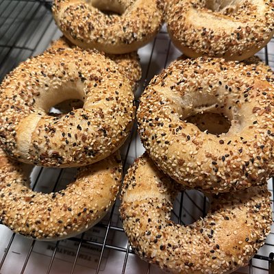 Sourdough Everything Seasoning Bagels