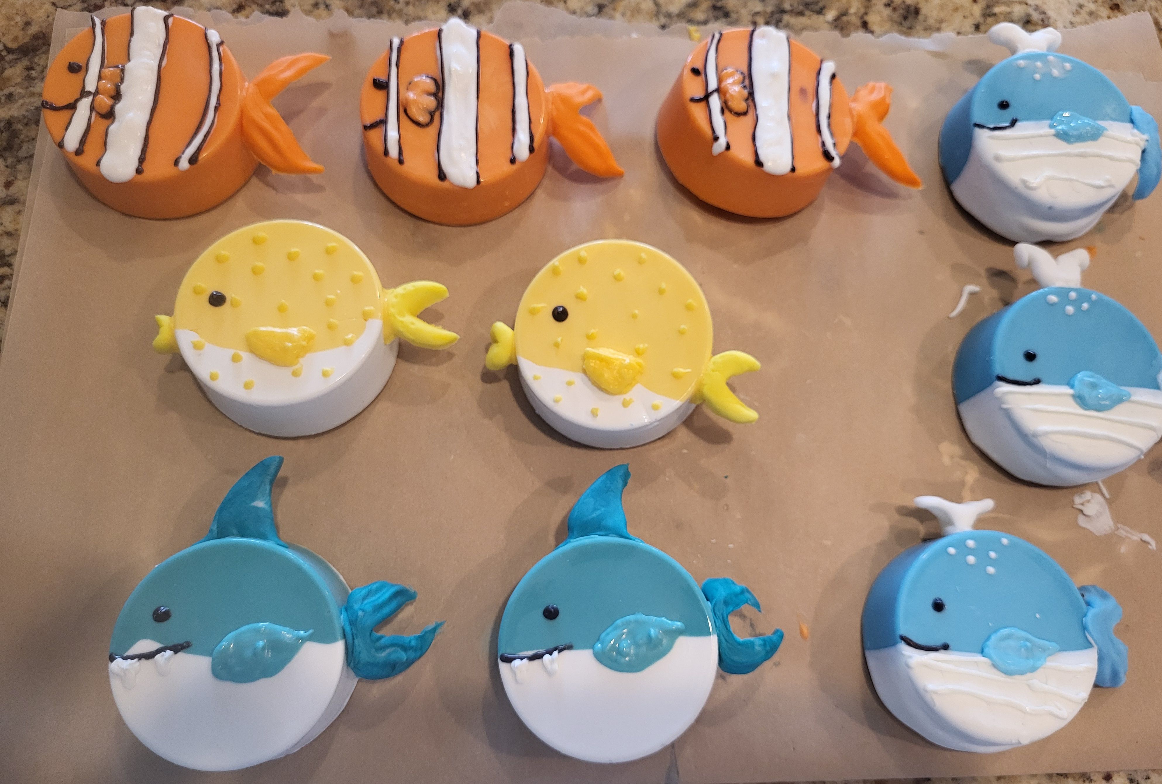 Sea Animal Chocolate Covered Samdwich Cookies