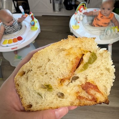 Pizza Sourdough Loaf- Mozzarella, Pepperoni, Jalapeño