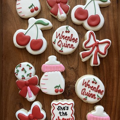 Custom Decorated Sugar Cookies “She’s The Cherry On Top”6+ Designs