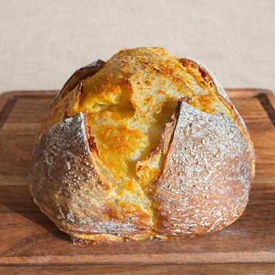 Cheddar Pretzel Sourdough Loaf
