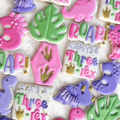 Three-Rex Birthday Cookies