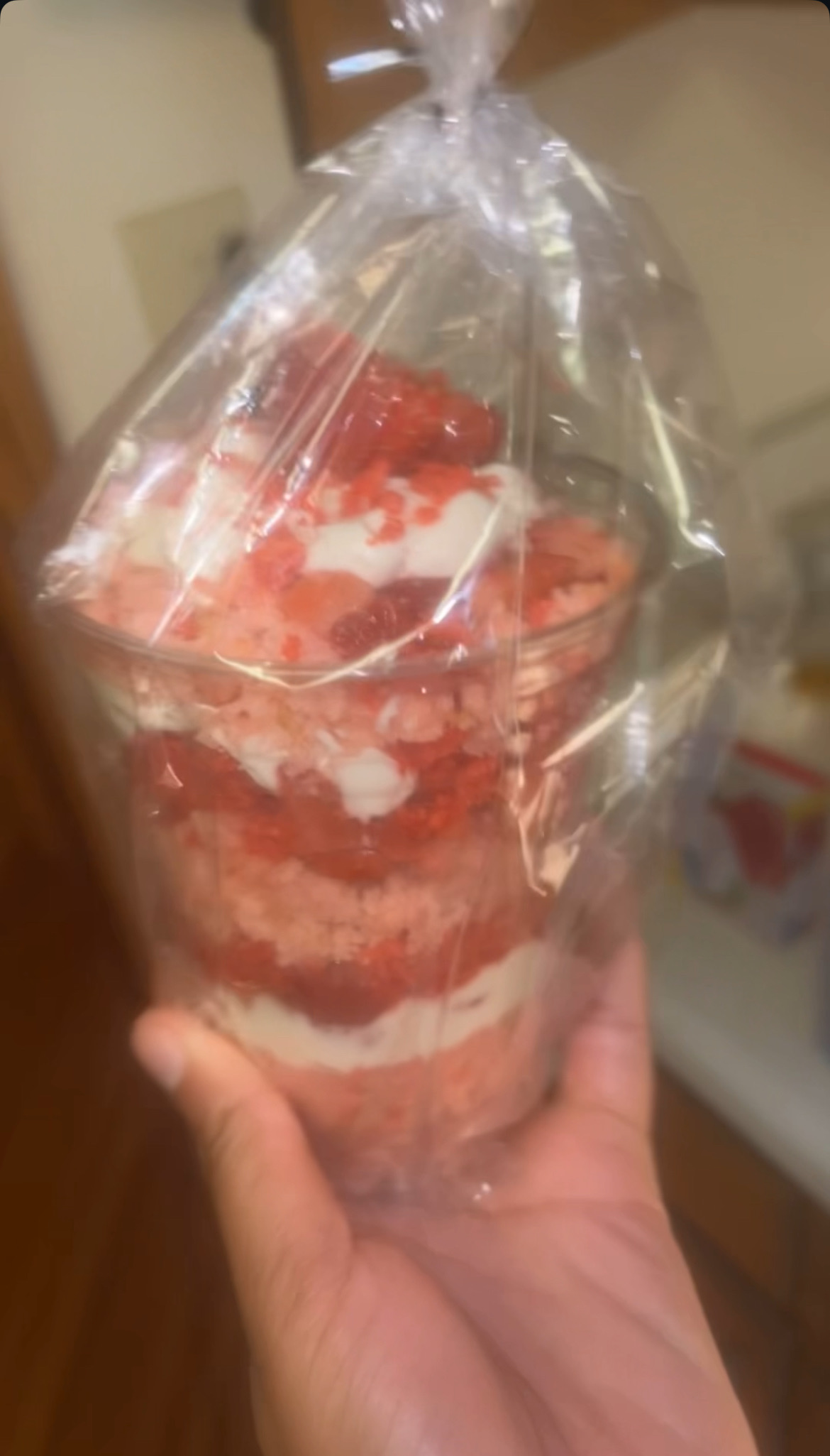 Strawberry shortcake cheesecake cup