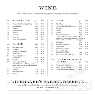 Cooper’s Hawk Wine Bottle