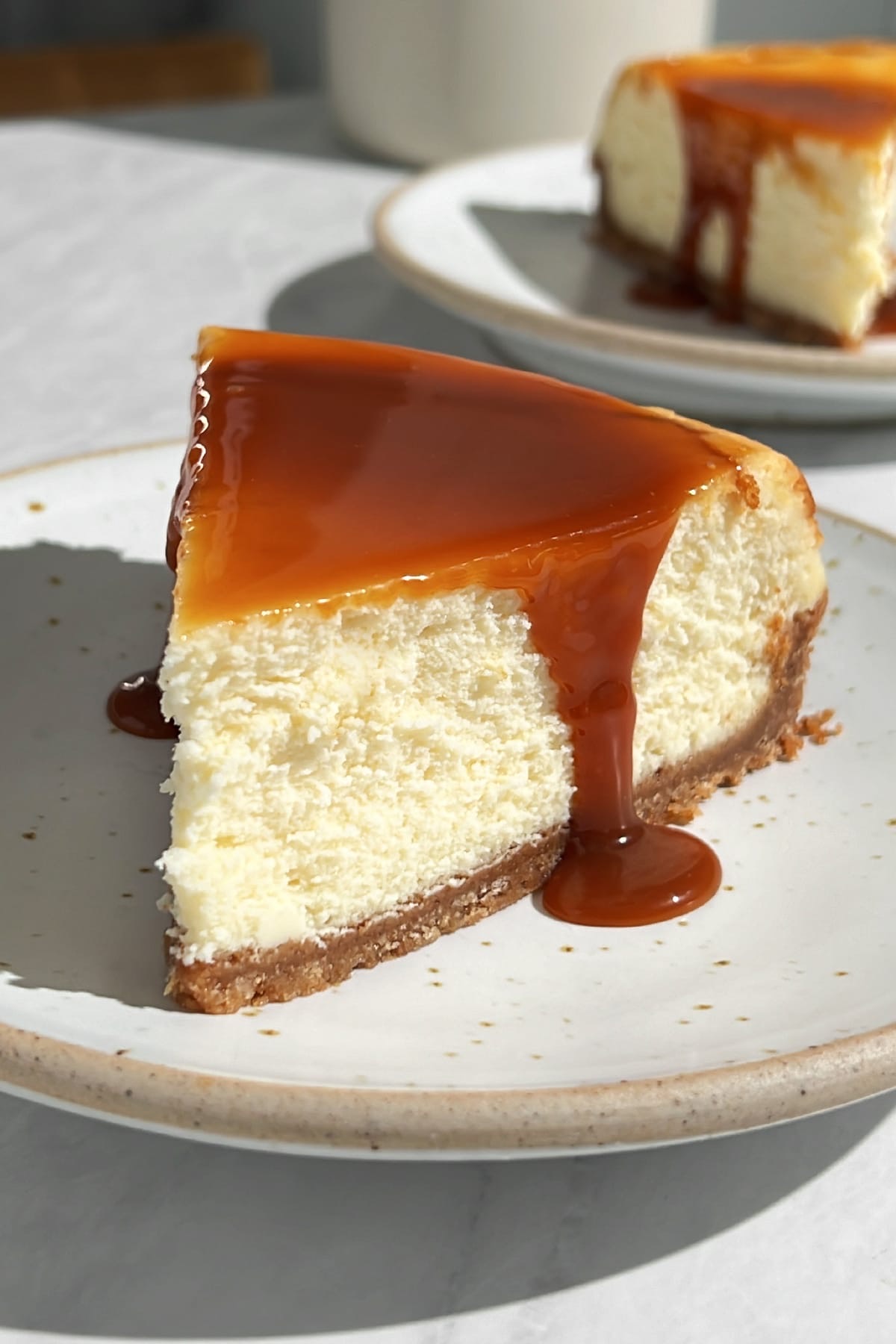 9” Classic cheesecake with caramel topping
