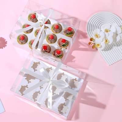 Cupcake Clear Box With Ribbon