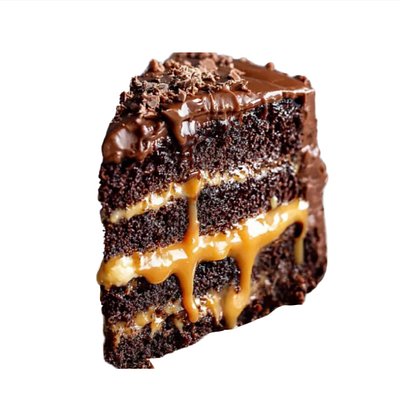 Chocolate Caramel Cake Slice
