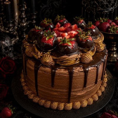 Triple Layer Chocolate Covered Strawberry Cake