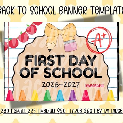 Notebook Style First Day Of School Painted Banner 