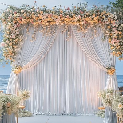 2 Pcs 10x10 Silver Grey Backdrop Curtains