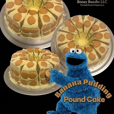 Banana putting pound cake.