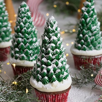 Jelly Doughnut Christmas Tree Cupcakes