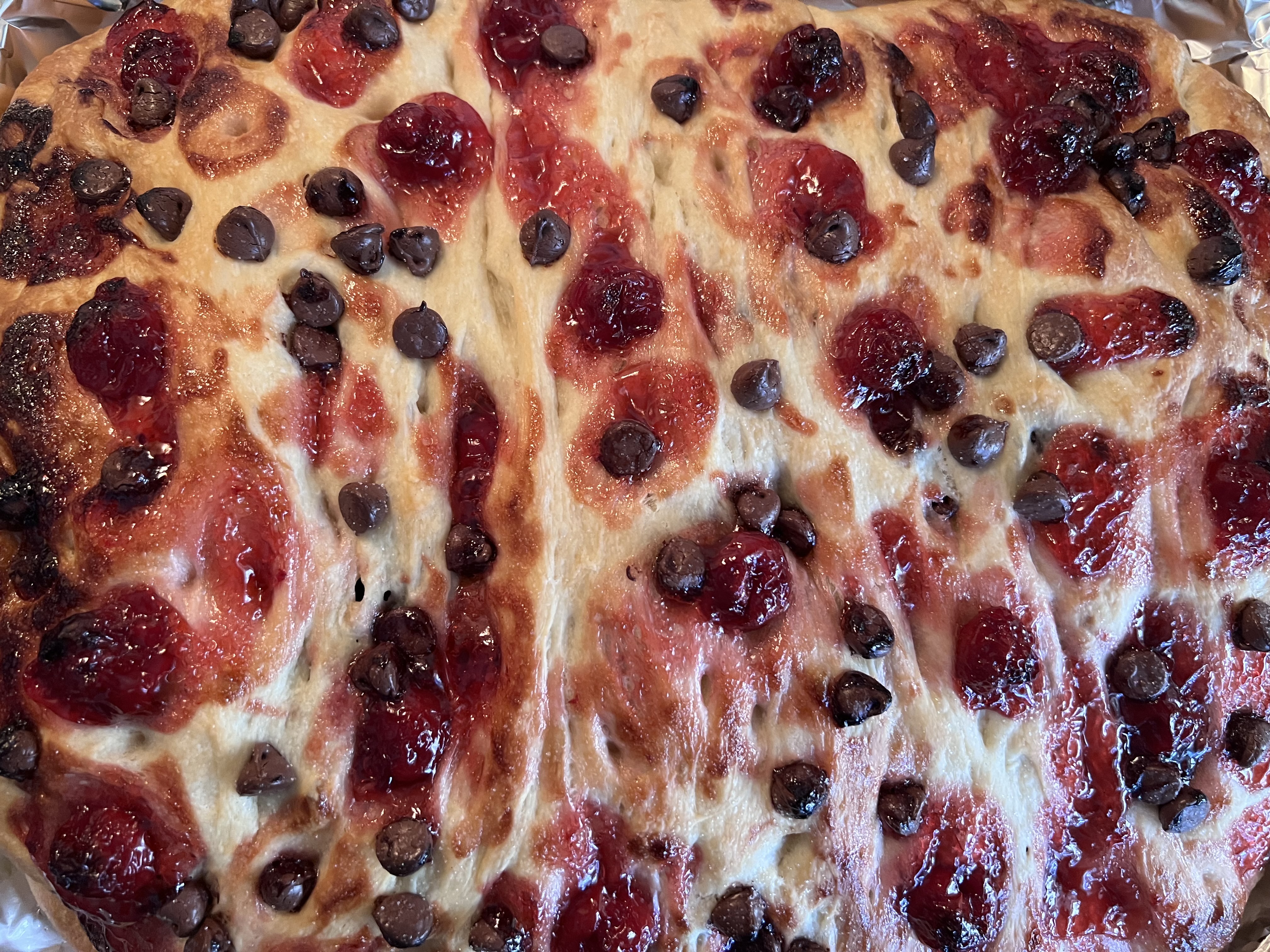Chocolate Cherry Focaccia 